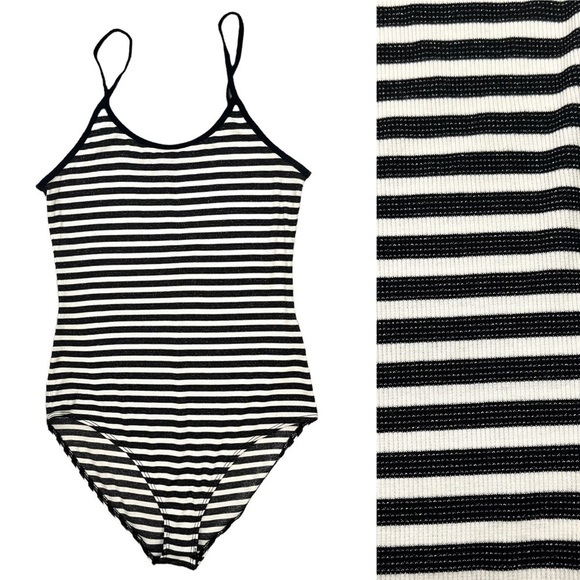 PAIGE Tops - PAIGE metallic stripe bodysuit